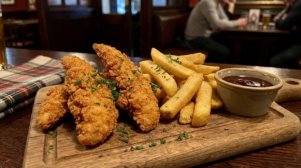Order of Canadian Costco chicken strips and french fries with dipping sauce