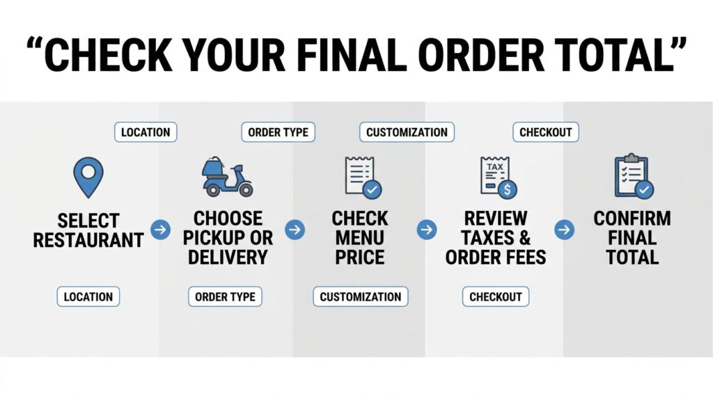 Canadian restaurant ordering price comparison showing pickup versus delivery and checkout costs